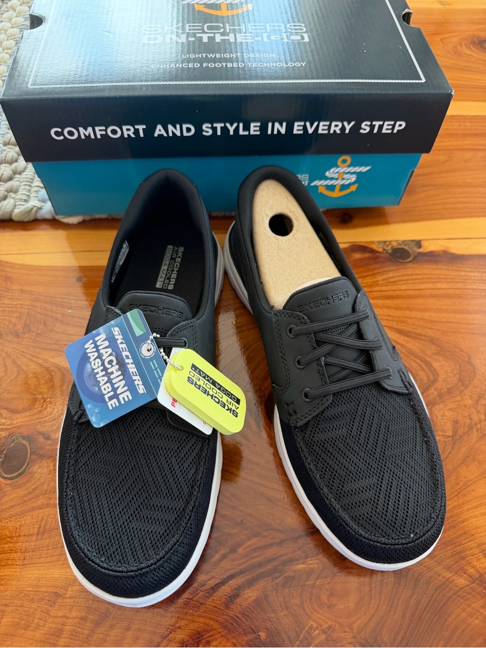 Skechers Black Mesh Slip-On Women's Casual Loafers with White Sole